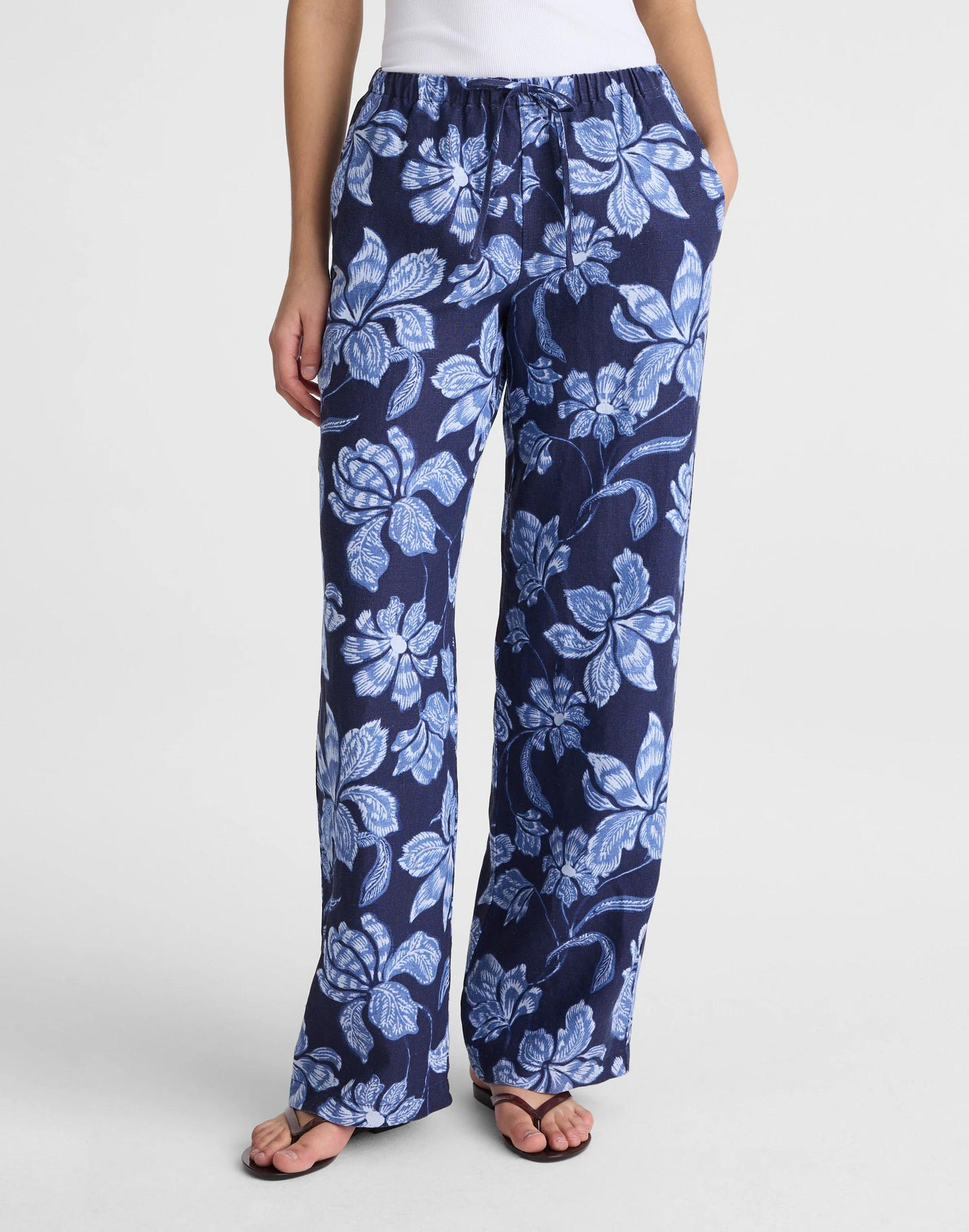 Pull-On Pants in 100% Linen Classic Indigo | Madewell