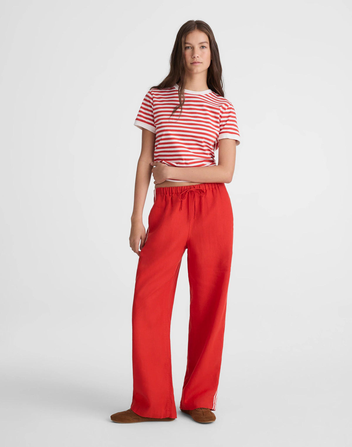 Pull-On Pants in 100% Linen Wild Poppy | Madewell