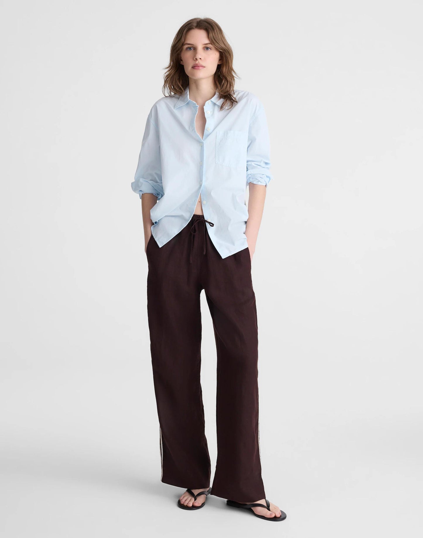 Pull-On Pants in 100% Linen Cocoa | Madewell