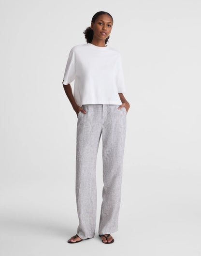 The Zoe Relaxed Straight Pant in 100% Linen Black White Mini Stripe | Madewell