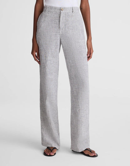 The Zoe Relaxed Straight Pant in 100% Linen Black White Mini Stripe | Madewell