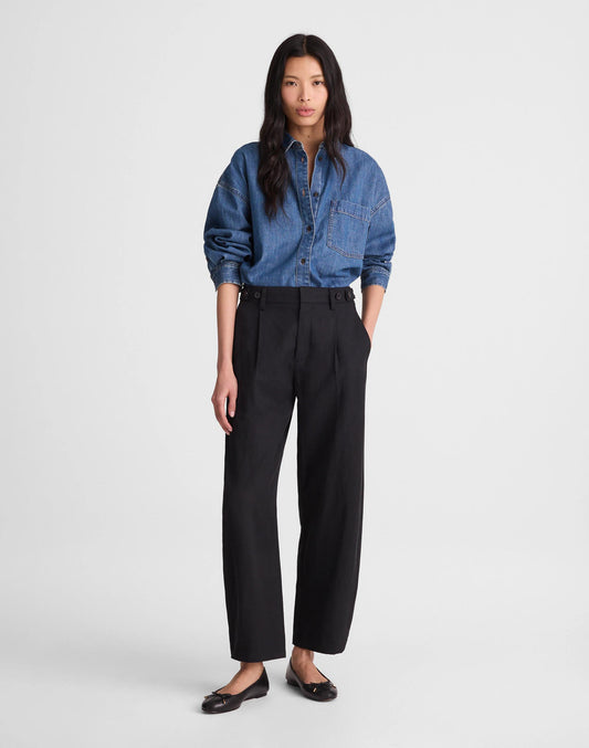 The Barrel-Leg Pant in Drapey Twill True Black | Madewell