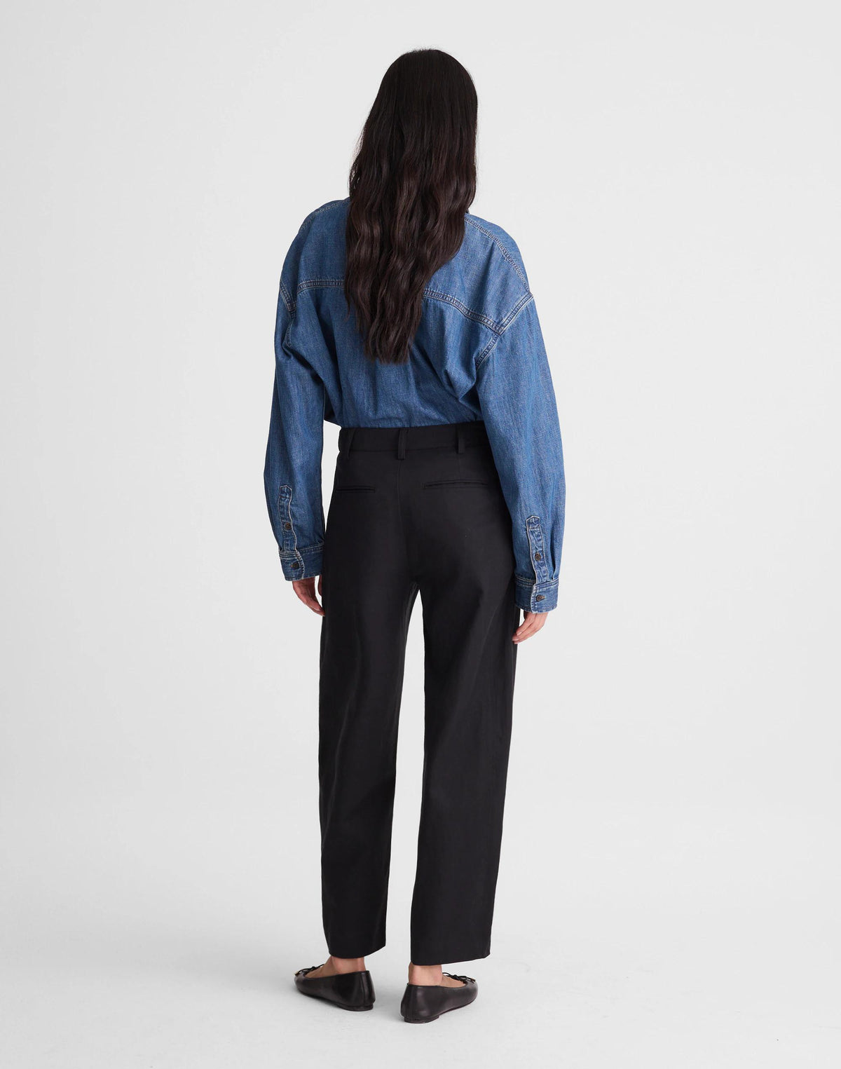 The Barrel-Leg Pant in Drapey Twill True Black | Madewell