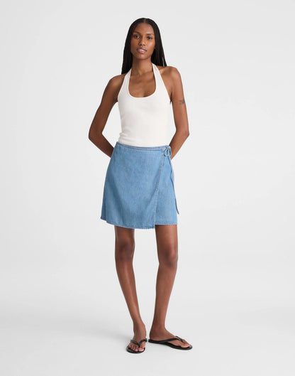 Airy Denim Wrap Mini Skirt Lido Wash | Madewell