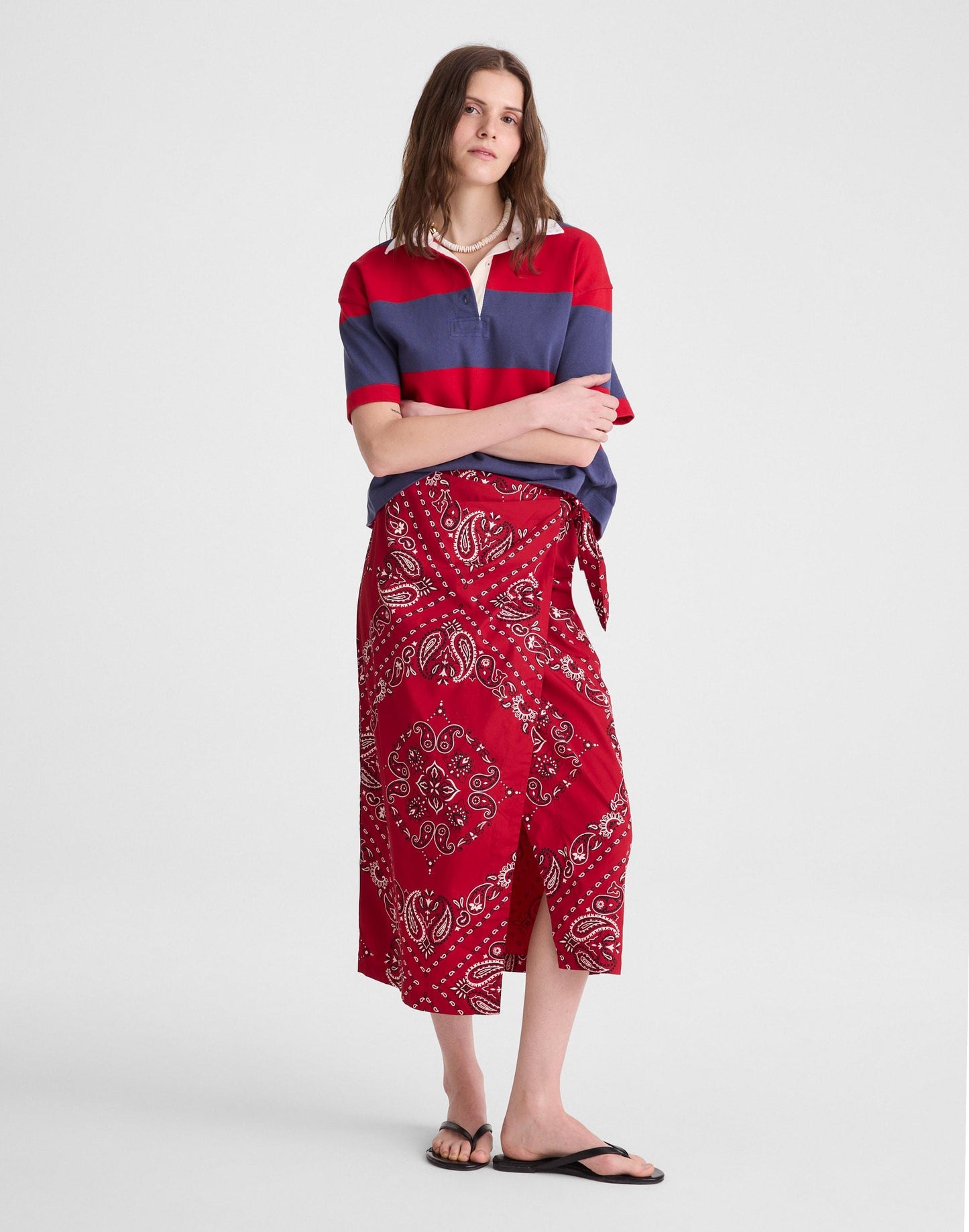 Midi Wrap Skirt in Poplin Chili Pepper | Madewell