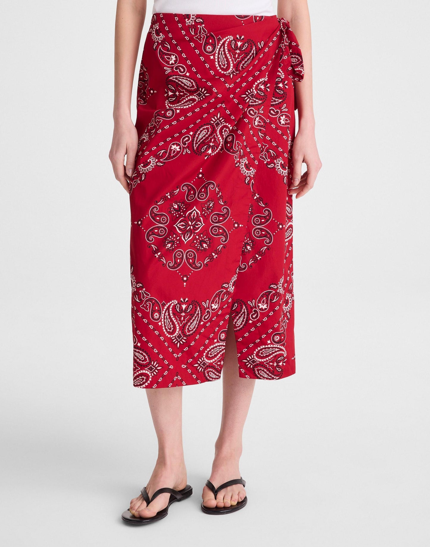 Midi Wrap Skirt in Poplin Chili Pepper | Madewell