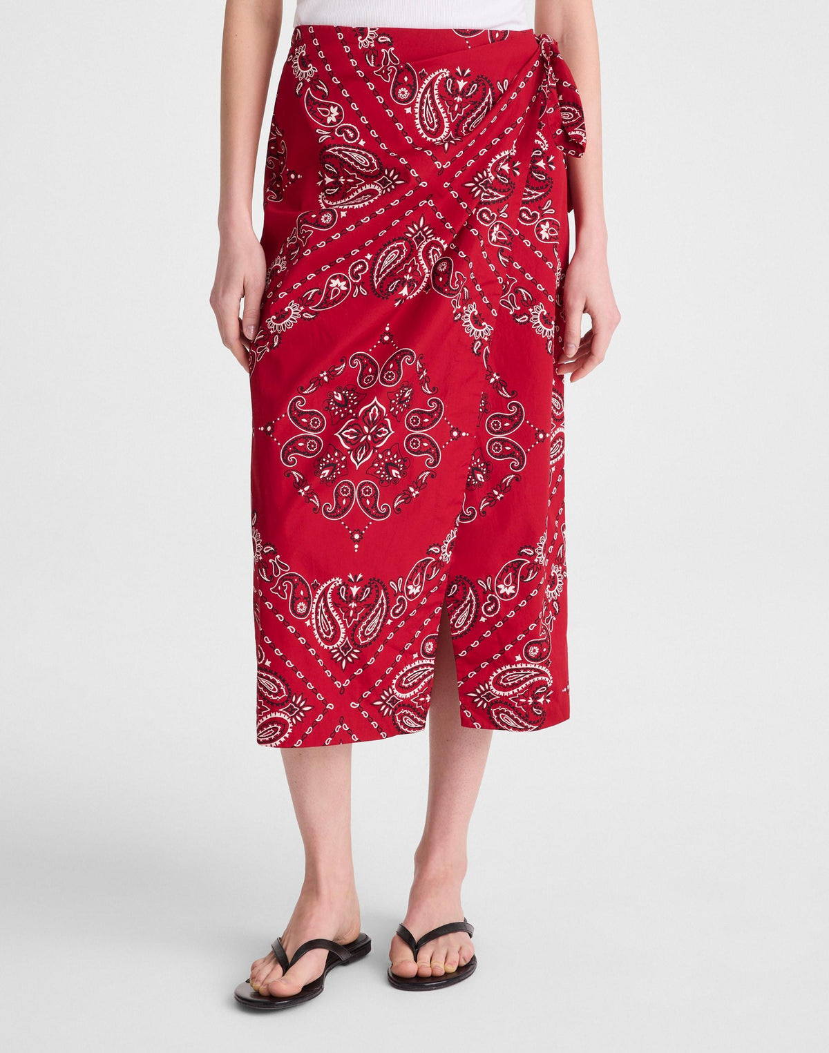 Midi Wrap Skirt in Poplin Chili Pepper | Madewell