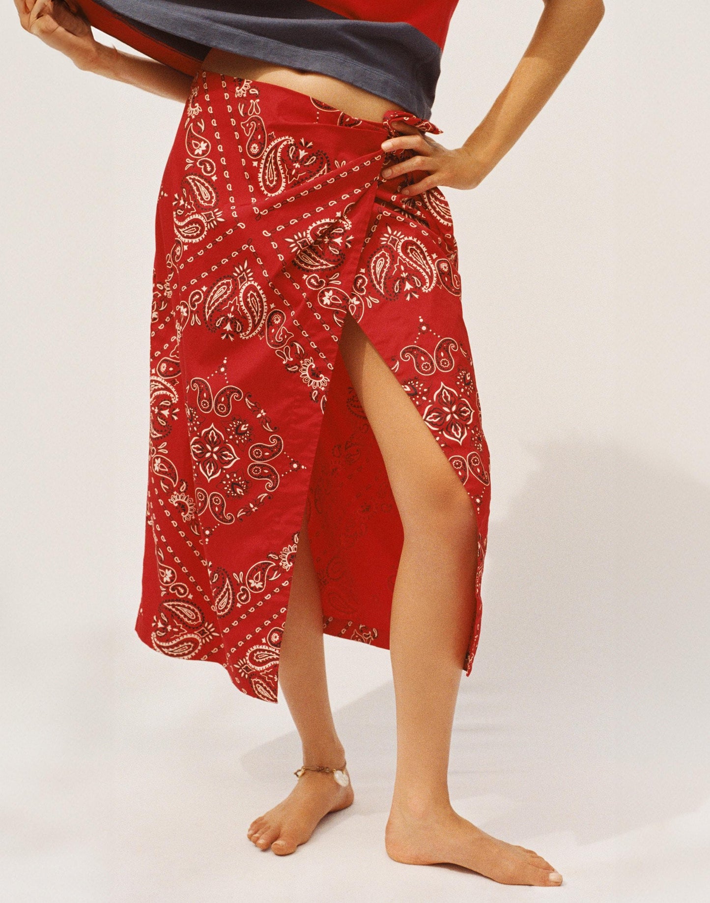 Midi Wrap Skirt in Poplin Chili Pepper | Madewell