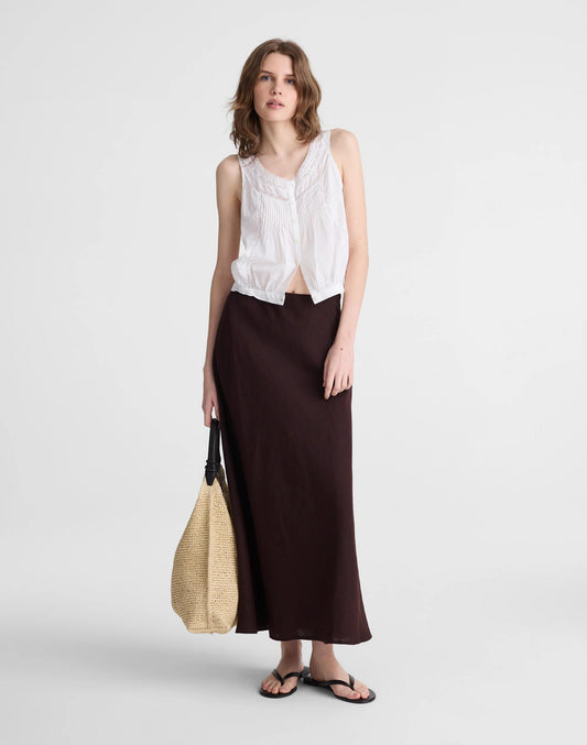 Maxi Slip Skirt in Linen Cocoa | Madewell