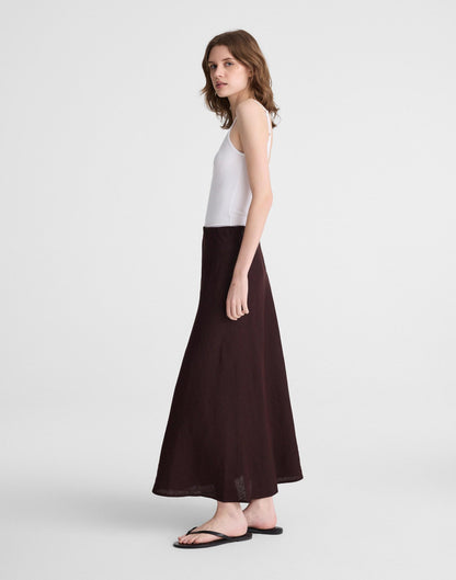 Maxi Slip Skirt in Linen Cocoa | Madewell