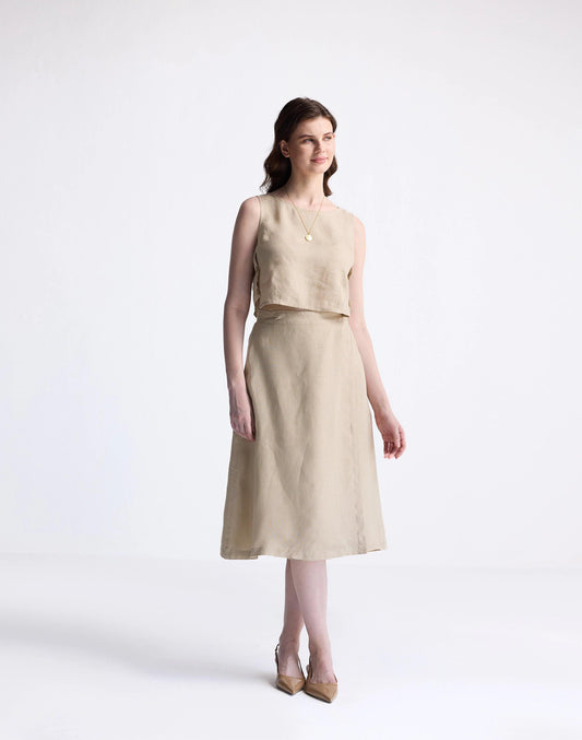 Reistor® Overlap Midi Skirt in 100% Neutral Beige Hemp Beige | Madewell
