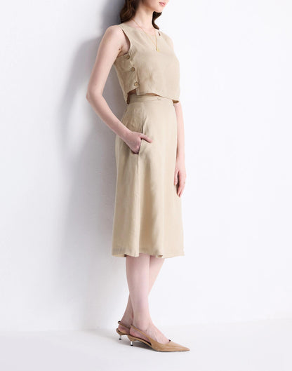 Reistor® Overlap Midi Skirt in 100% Neutral Beige Hemp Beige | Madewell