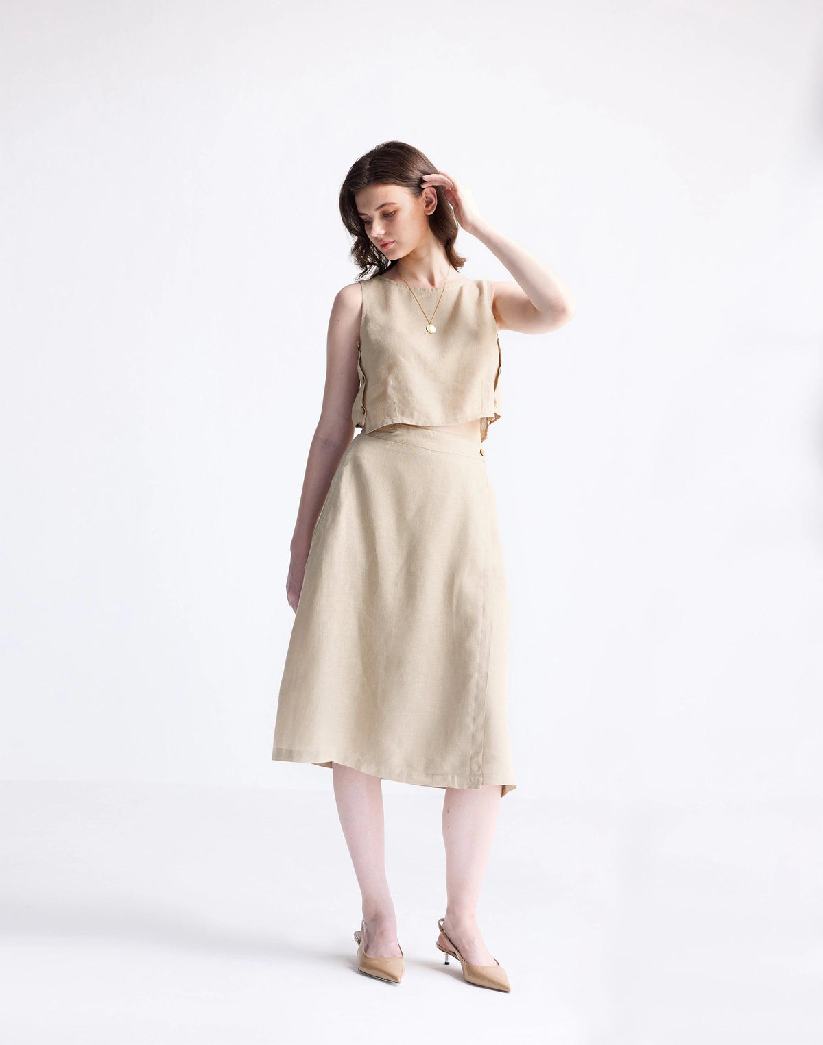 Reistor® Overlap Midi Skirt in 100% Neutral Beige Hemp Beige | Madewell