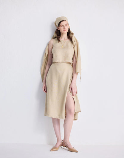 Reistor® Overlap Midi Skirt in 100% Neutral Beige Hemp Beige | Madewell