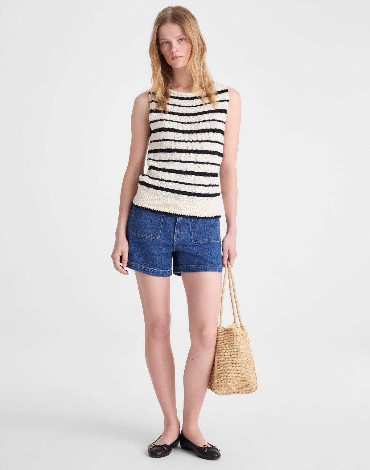 Boatneck Sweater Tank Ivory And Black Stripe | Madewell