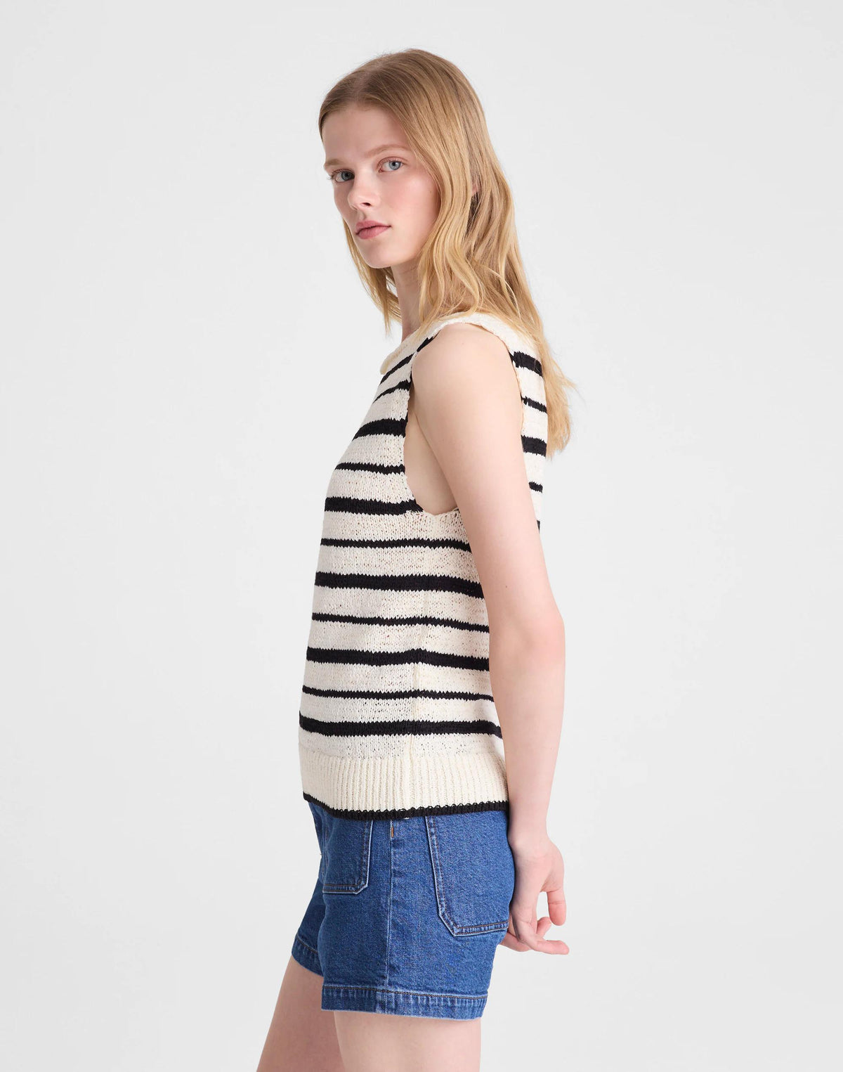 Boatneck Sweater Tank Ivory And Black Stripe | Madewell
