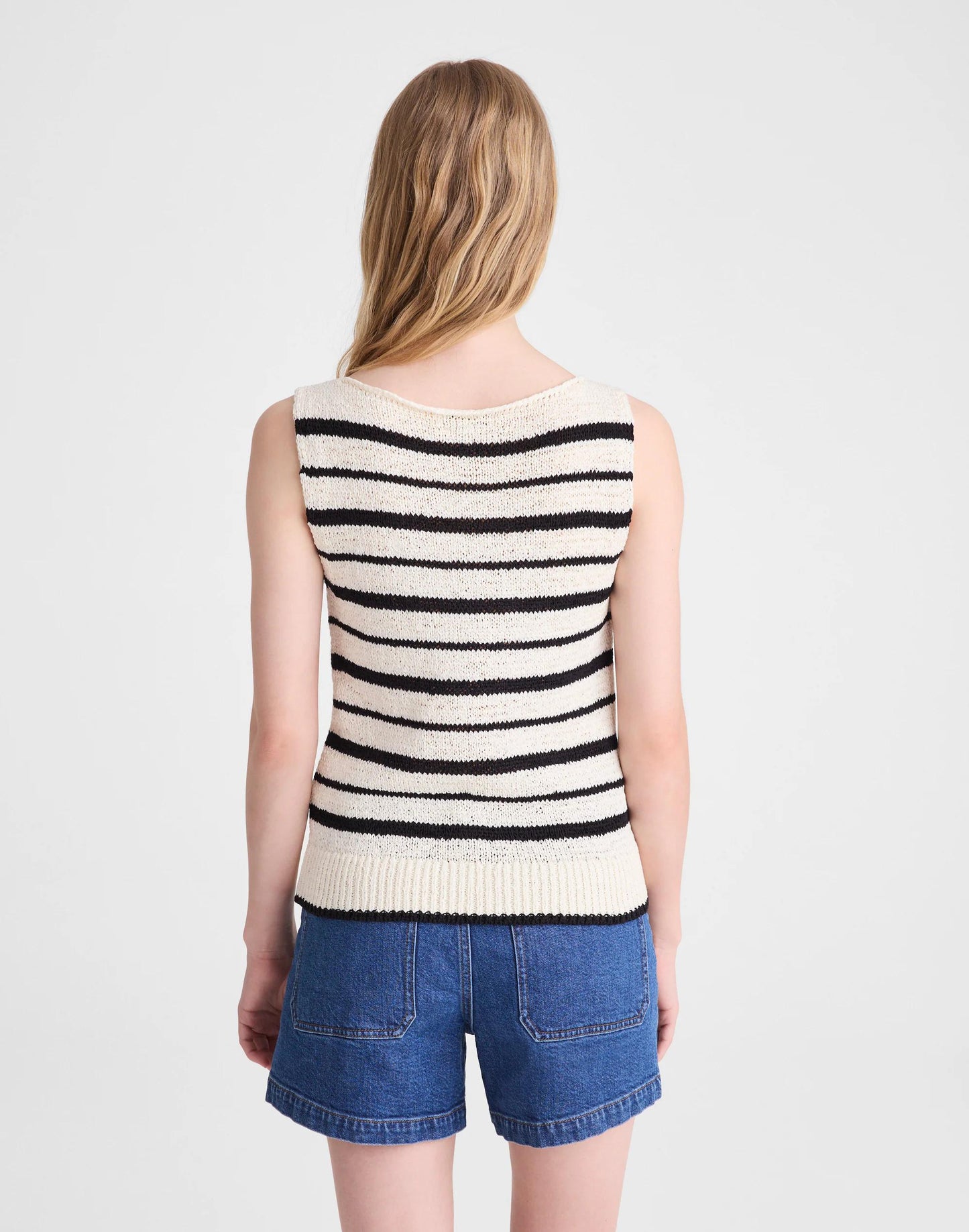 Boatneck Sweater Tank Ivory And Black Stripe | Madewell