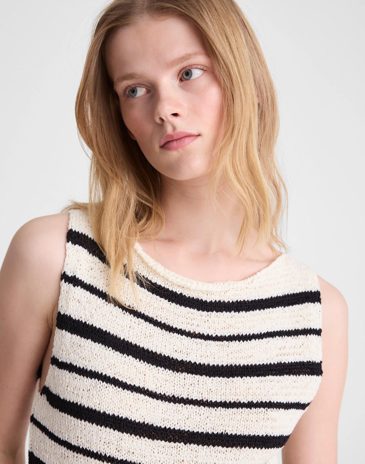 Boatneck Sweater Tank Ivory And Black Stripe | Madewell