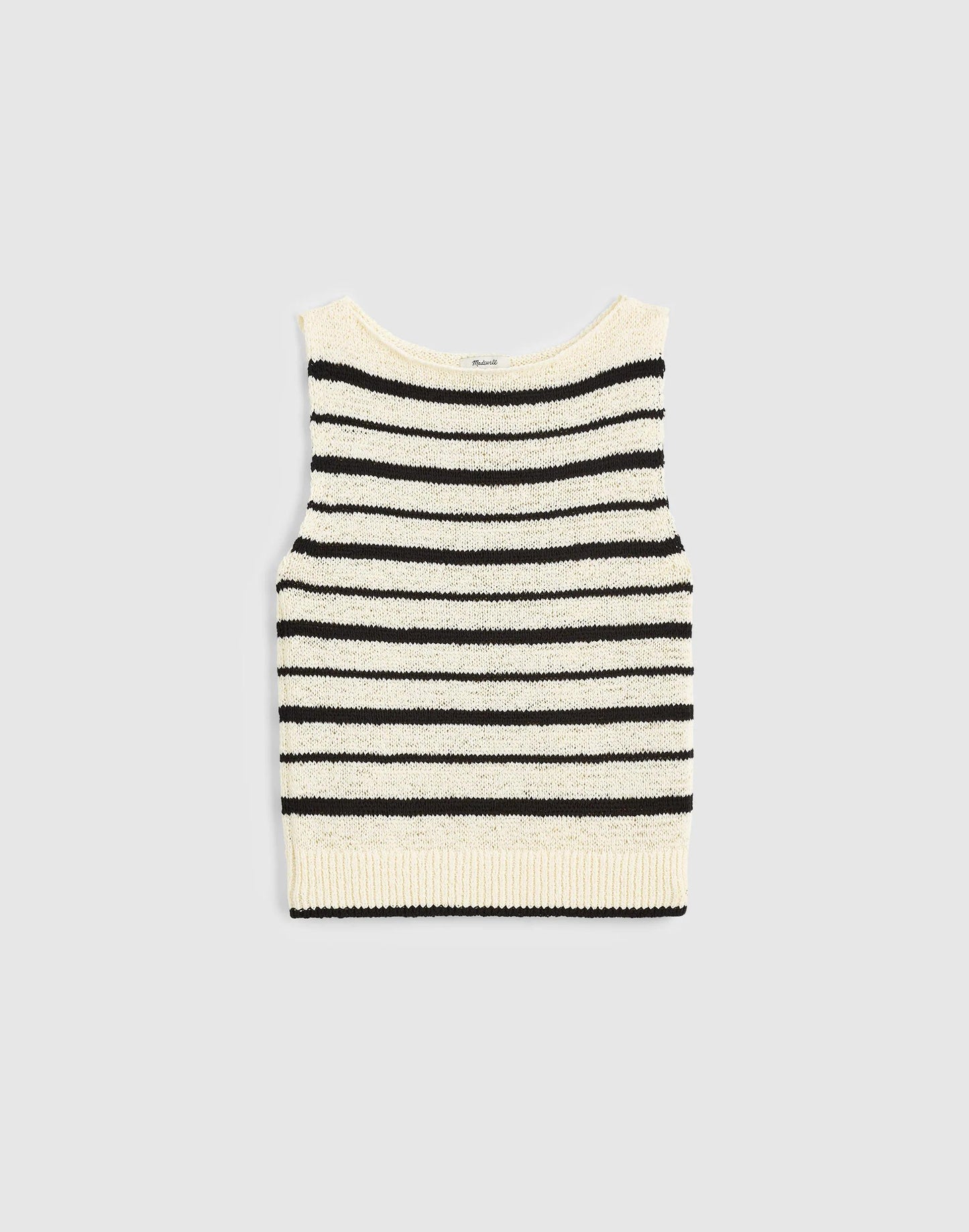 Boatneck Sweater Tank Ivory And Black Stripe | Madewell