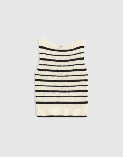 Boatneck Sweater Tank Ivory And Black Stripe | Madewell