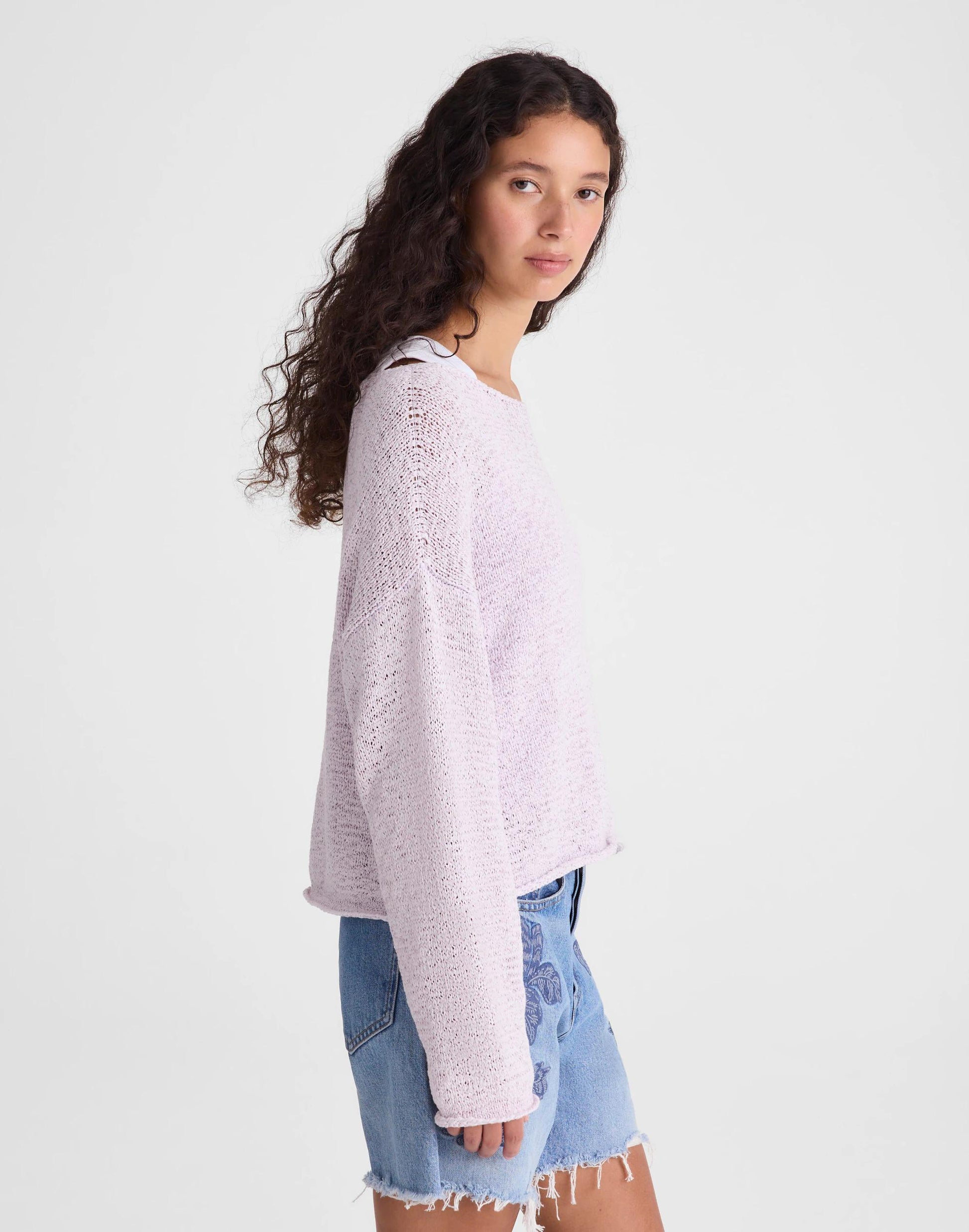 Boatneck Pullover Sweater Marble Lilac | Madewell