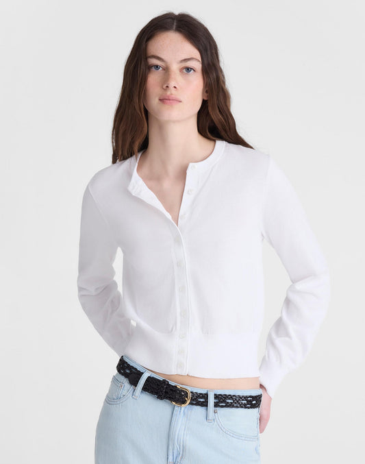 Button-Front Cardigan in 100% Cotton White | Madewell