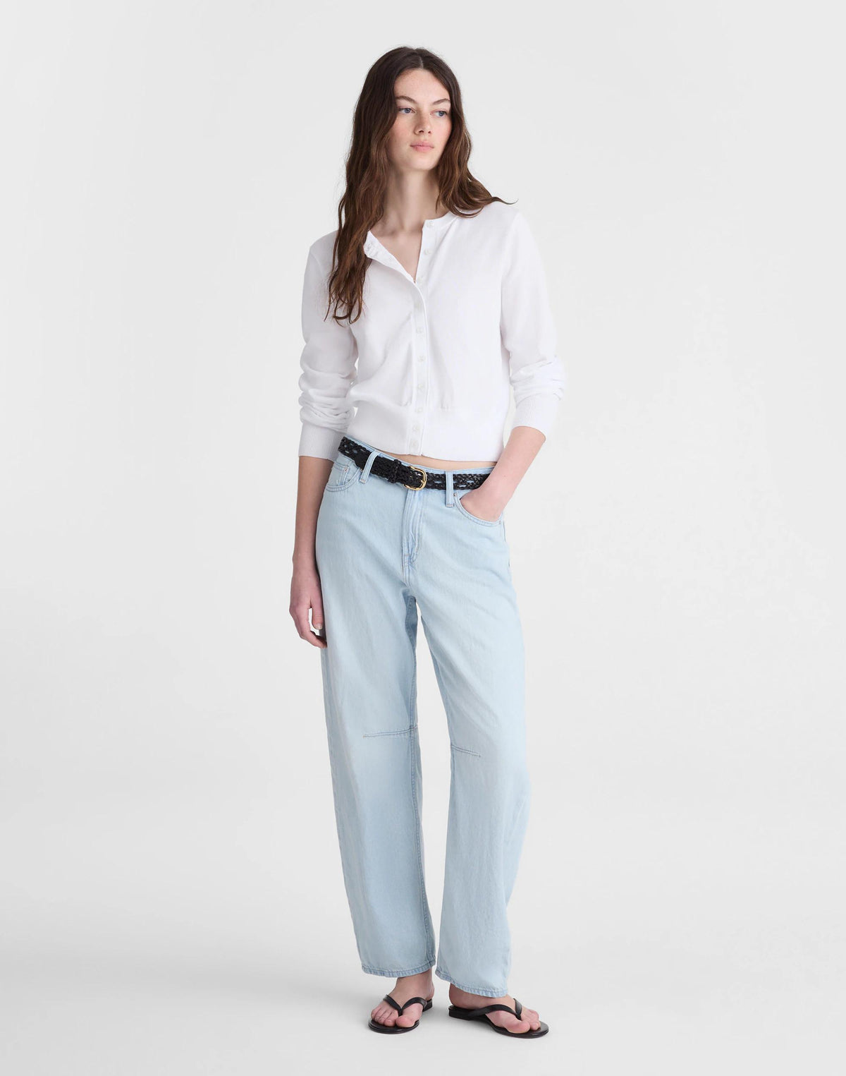Button-Front Cardigan in 100% Cotton White | Madewell