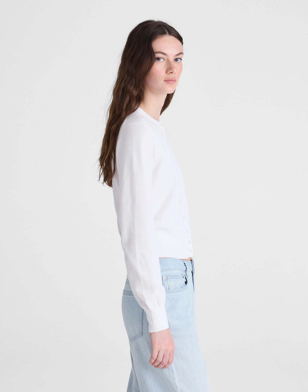 Button-Front Cardigan in 100% Cotton White | Madewell