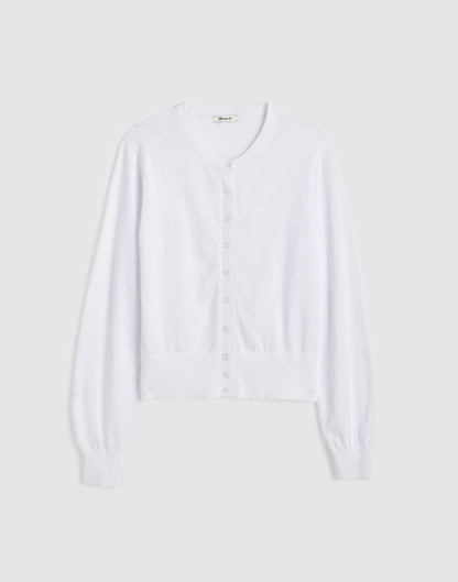 Button-Front Cardigan in 100% Cotton White | Madewell