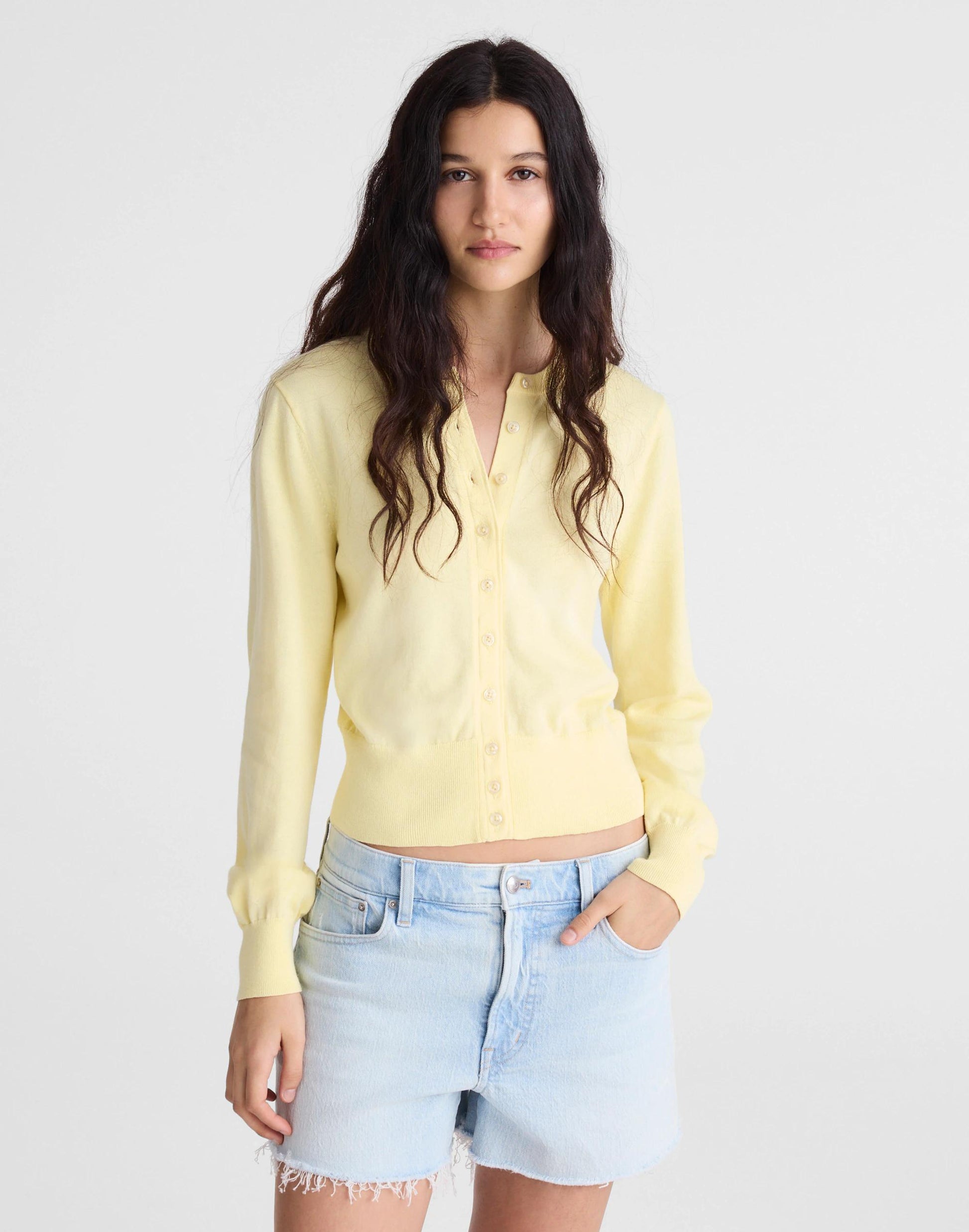 Button-Front Cardigan in 100% Cotton Candlelight | Madewell