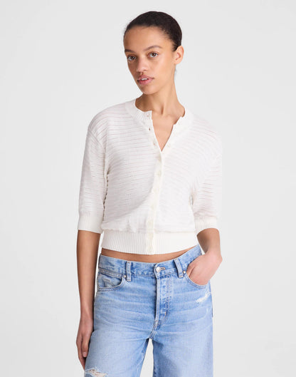 Textured Short-Sleeve Cardigan in 100% Cotton Lighthouse | Madewell