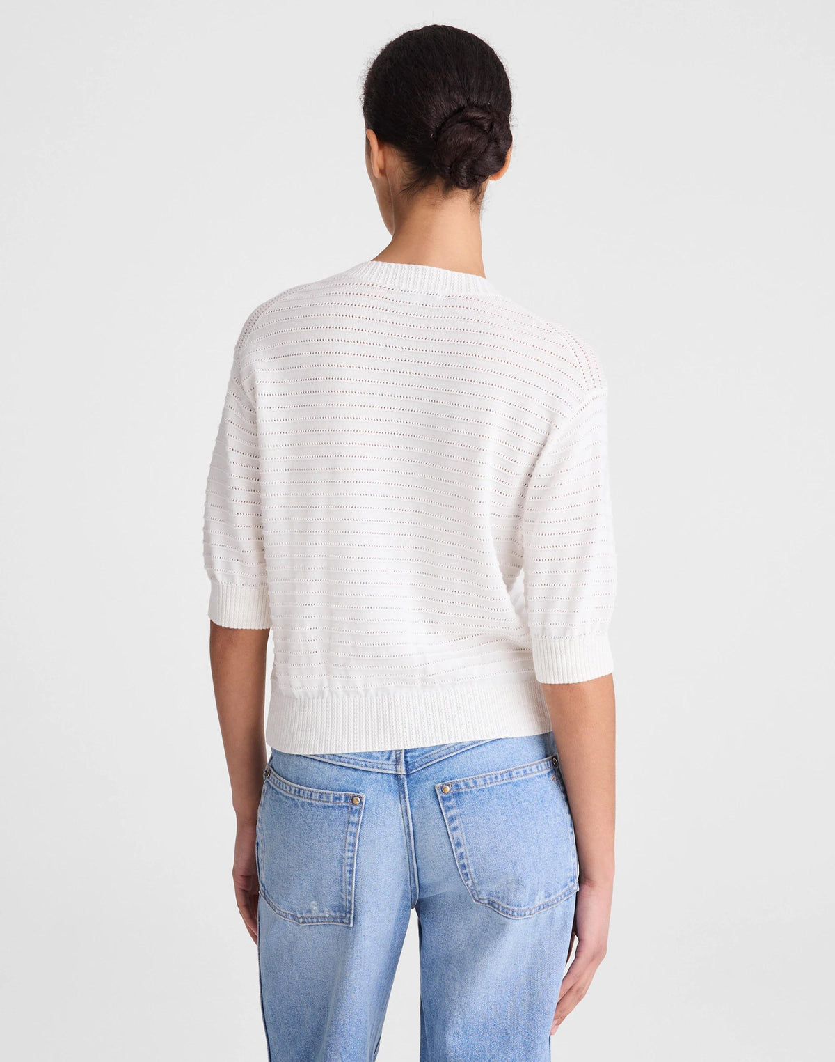 Textured Short-Sleeve Cardigan in 100% Cotton Lighthouse | Madewell