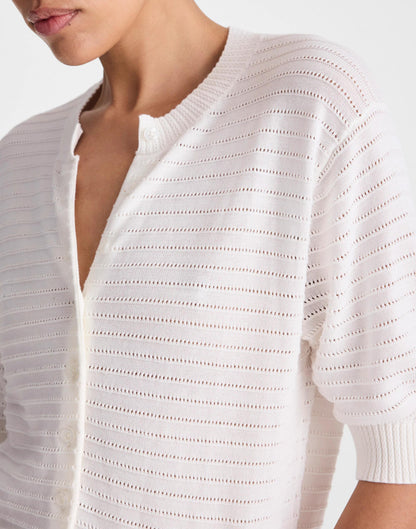Textured Short-Sleeve Cardigan in 100% Cotton Lighthouse | Madewell