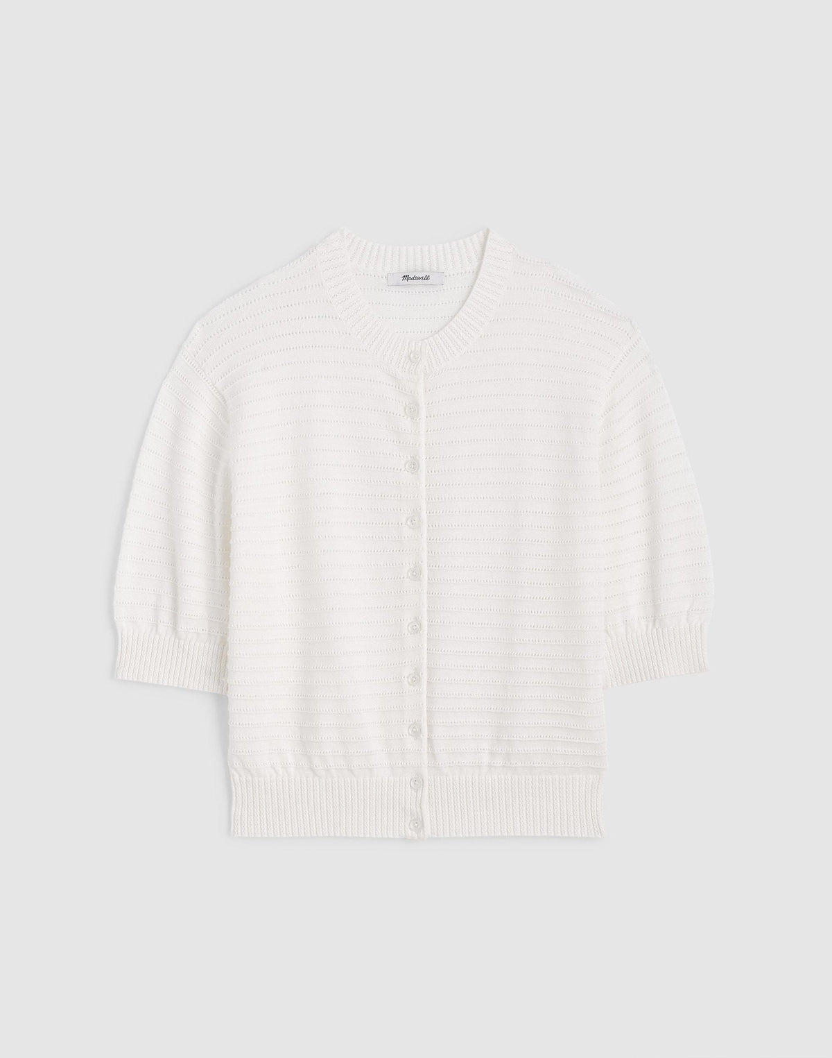 Textured Short-Sleeve Cardigan in 100% Cotton Lighthouse | Madewell