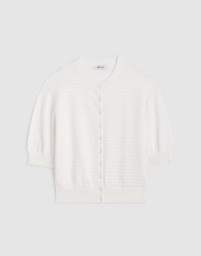 Textured Short-Sleeve Cardigan in 100% Cotton Lighthouse | Madewell