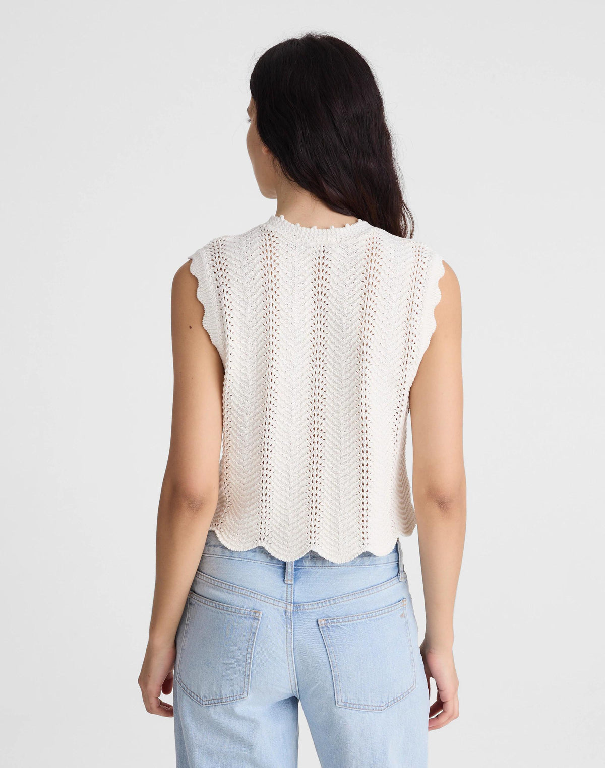 Wavy-Knit Button-Front Shell Top Vintage Ivory | Madewell