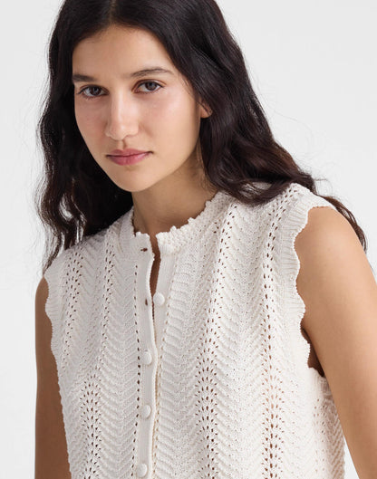 Wavy-Knit Button-Front Shell Top Vintage Ivory | Madewell