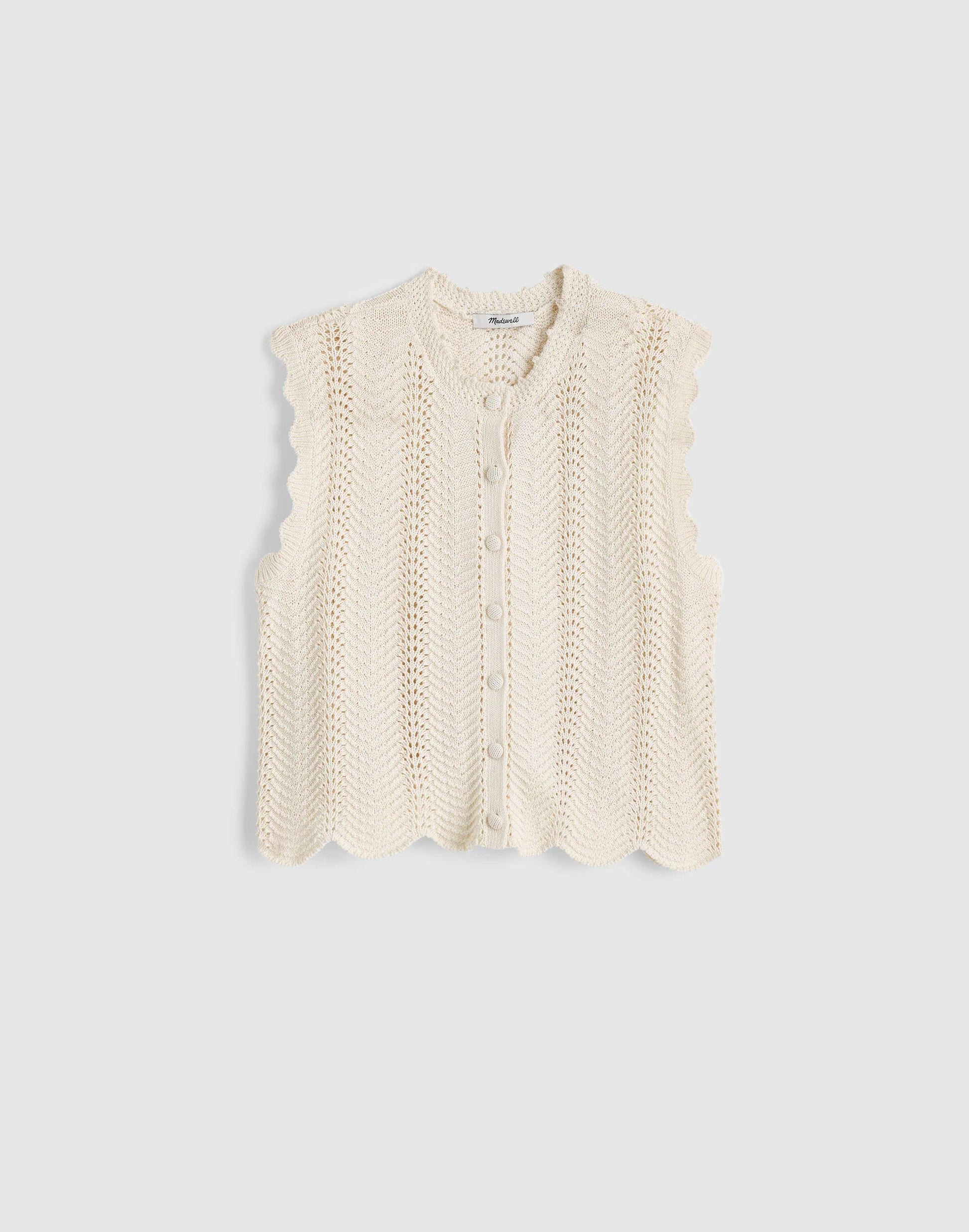 Wavy-Knit Button-Front Shell Top Vintage Ivory | Madewell