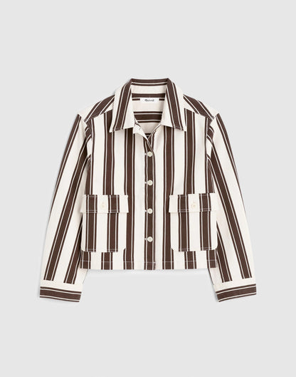 Cropped Button-Front Jacket Dark Brown Stripe | Madewell