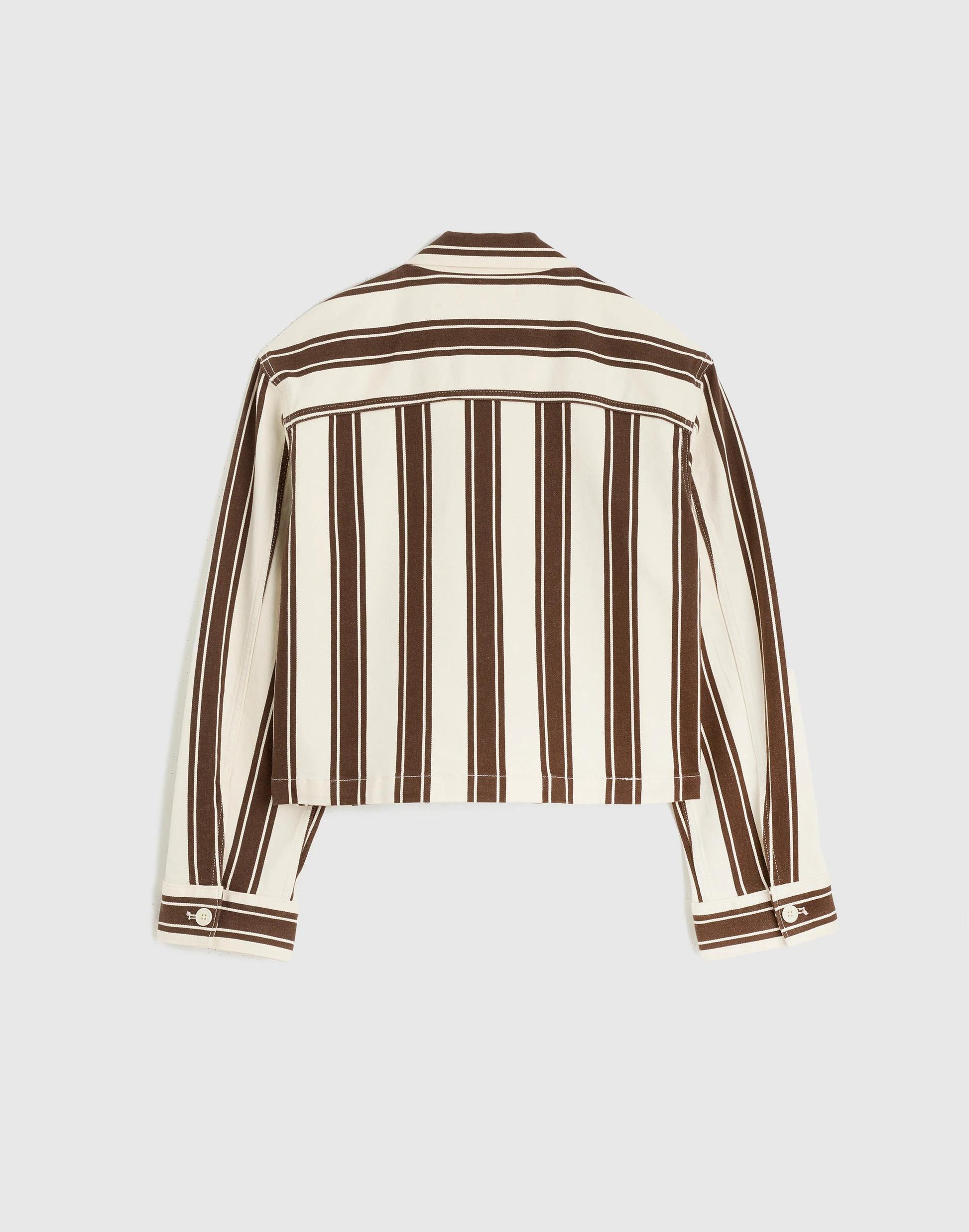 Cropped Button-Front Jacket Dark Brown Stripe | Madewell