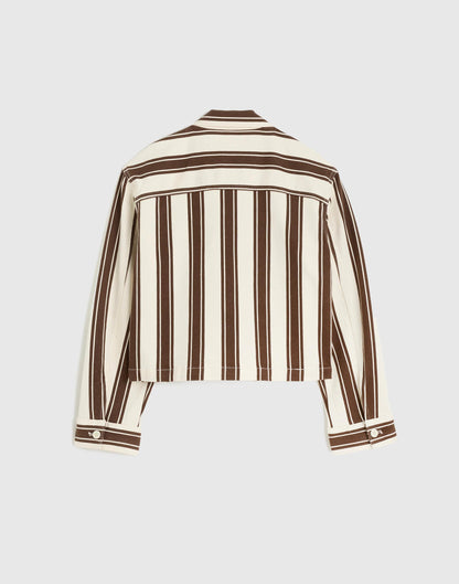 Cropped Button-Front Jacket Dark Brown Stripe | Madewell