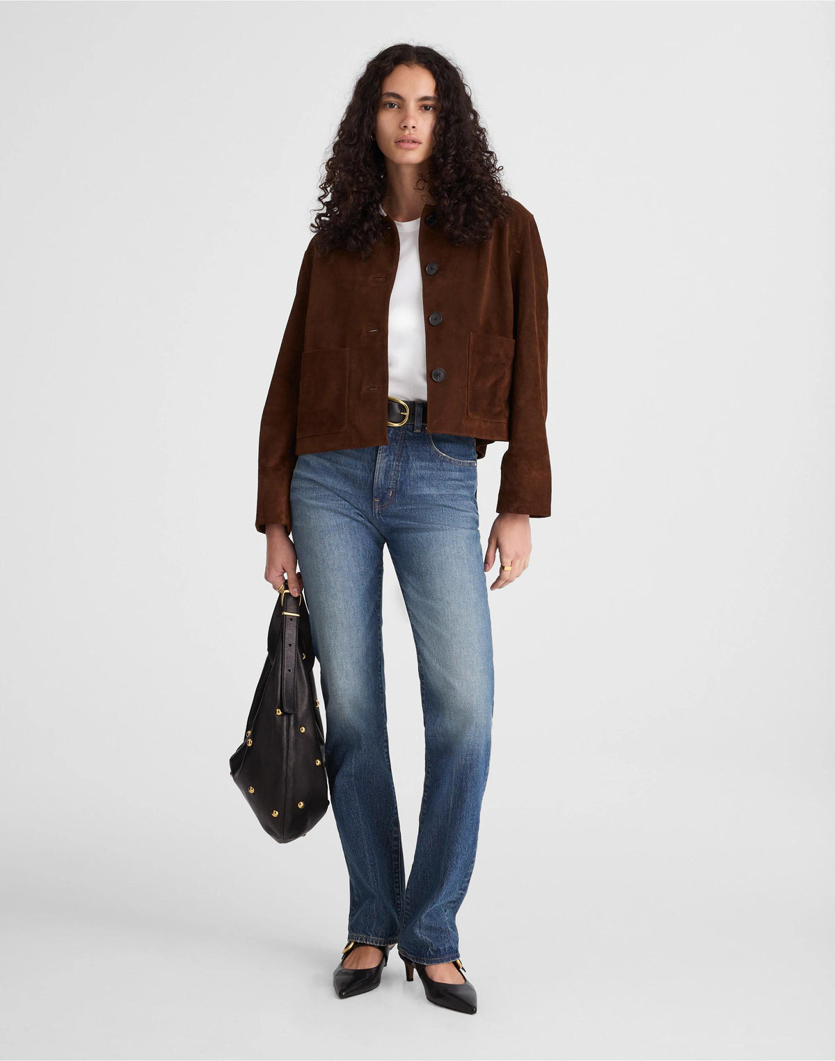 Boxy-Crop Jacket in Suede Dark Roast Suede | Madewell