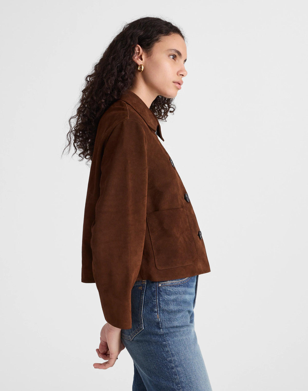 Boxy-Crop Jacket in Suede Dark Roast Suede | Madewell