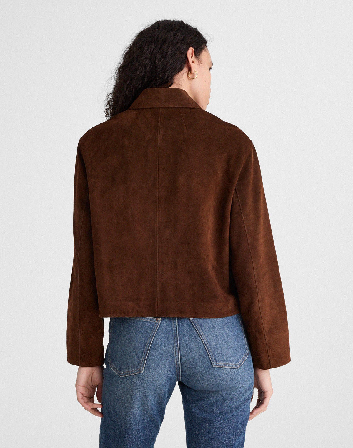 Boxy-Crop Jacket in Suede Dark Roast Suede | Madewell