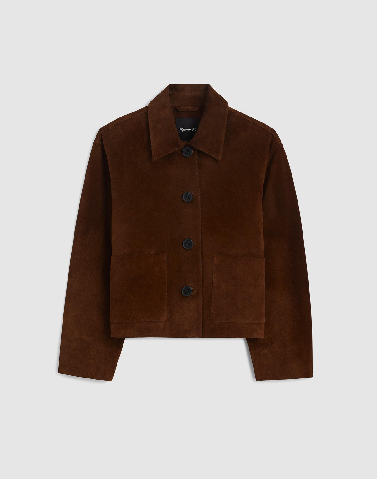 Boxy-Crop Jacket in Suede Dark Roast Suede | Madewell