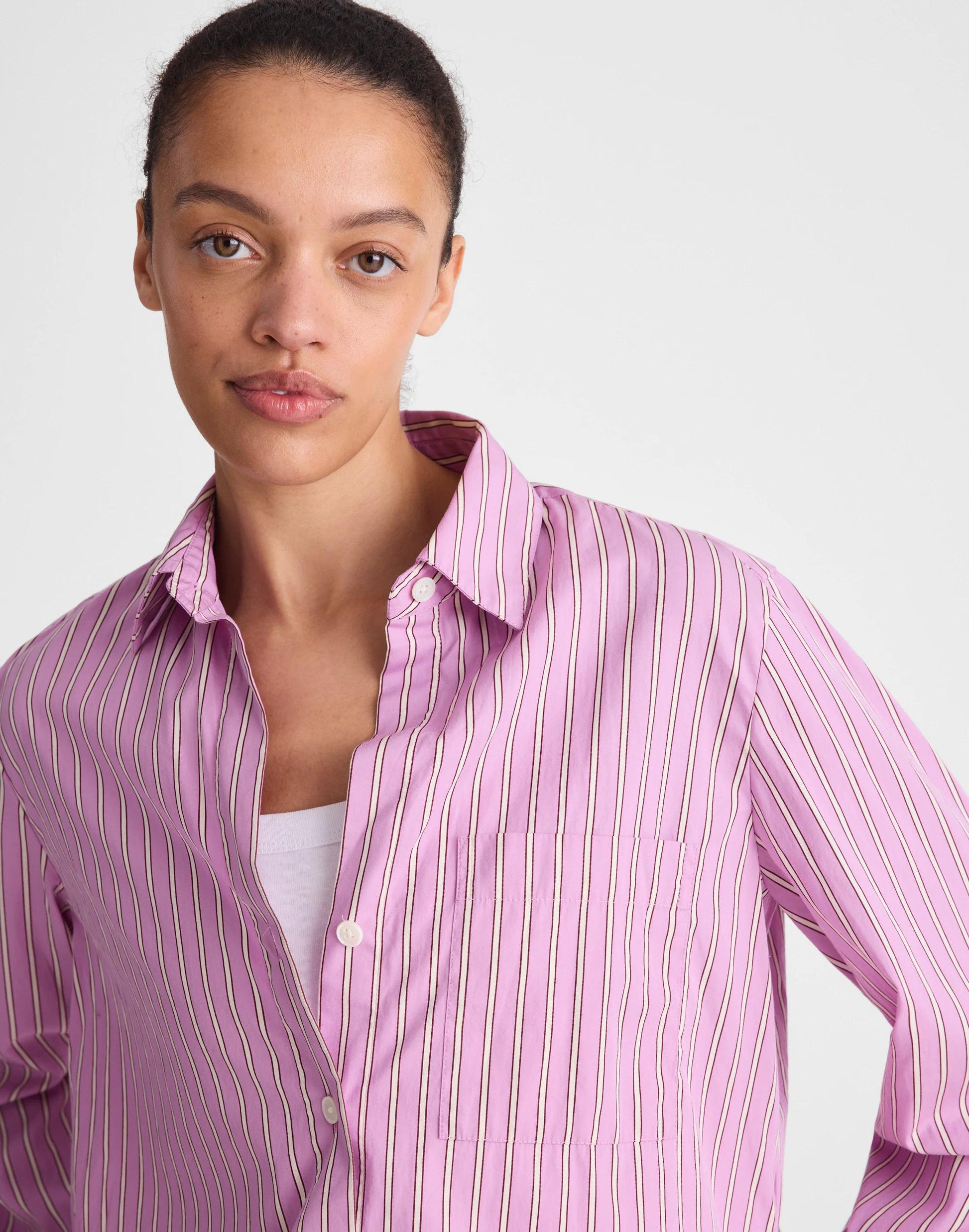 The Signature Y-Neck Shirt in Poplin Warm Wisteria | Madewell