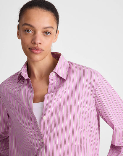 The Signature Y-Neck Shirt in Poplin Warm Wisteria | Madewell