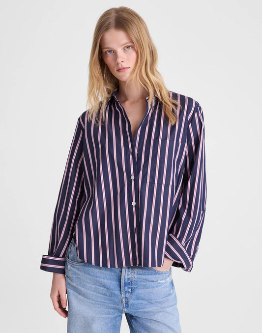 The Signature Y-Neck Shirt in Poplin Classic Indigo | Madewell