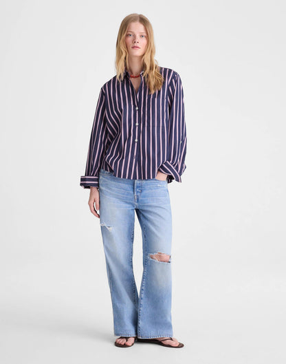 The Signature Y-Neck Shirt in Poplin Classic Indigo | Madewell