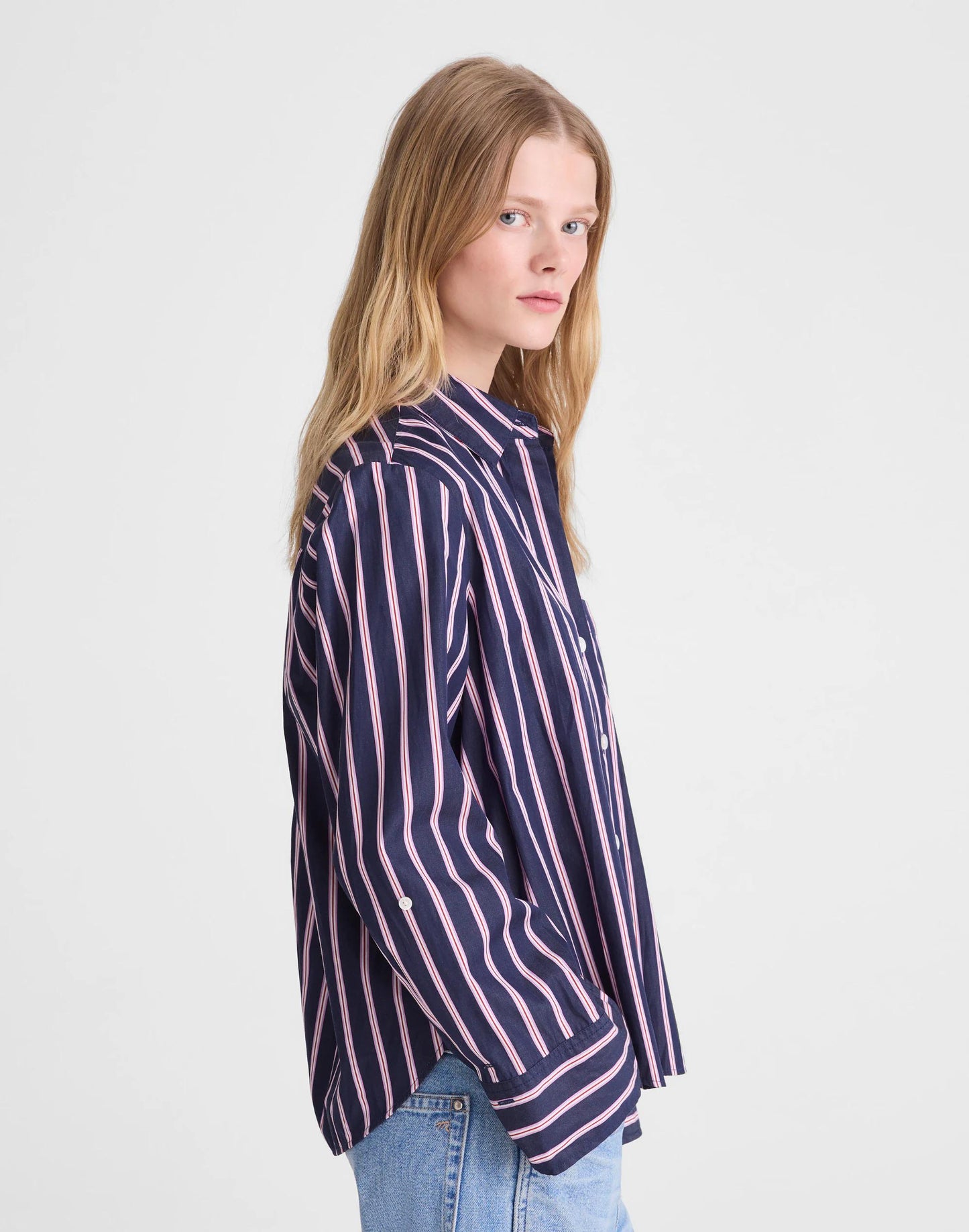 The Signature Y-Neck Shirt in Poplin Classic Indigo | Madewell